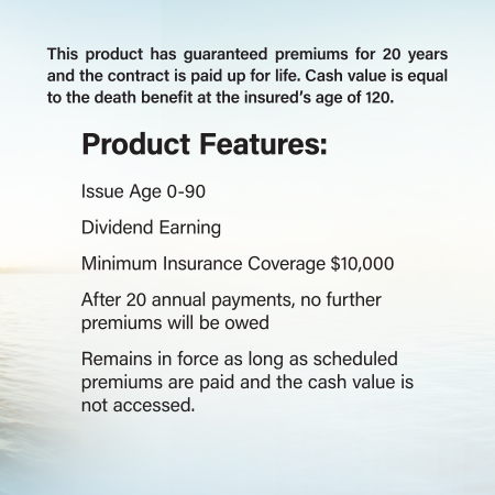 PRCUA 20 Year Limited Pay Whole Life Insurance